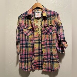 Roar Vibrant Plaid Shirt